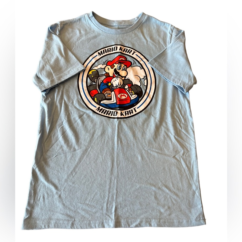 Nintendo MarioKart Light Blue Graphic Tee Shirt
